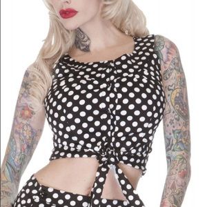 Polka Dot Tie-up Crop Top